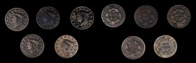 Matron Head Cent
Lot of (5) Matron Head Cents.
Included are: 1829 Large Letters, Very Good, corroded; 1829 Large Letters, Very Good, cleaned, revers...