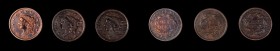 Modified Matron Head Cent
Lot of (3) 1838 Modified Matron Head Cents.
Included are: Extremely Fine, cleaned, recolored; Choice Very Fine, cleaned, r...