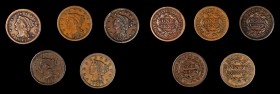 Braided Hair Cent
Lot of (5) Braided Hair Cents.
Included are: 1846 Medium Date, Very Fine; 1846 Medium Date, Fine; 1847 Choice Very Fine; 1847 Very...