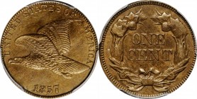 Flying Eagle Cent
1857 Flying Eagle Cent. Type of 1857. Snow-10, FS-103. Repunched Date, Doubled Die Obverse. MS-63 (PCGS).
Estimate: $800