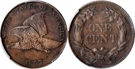 Flying Eagle Cent
1857 Flying Eagle Cent. Snow-8, FS-901. Reverse Die Clashed with Liberty Seated Quarter Die. AU Details--Cleaned (PCGS).
PCGS# 373...