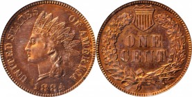 Indian Cent
1884 Indian Cent. Proof-63 RB (PCGS). CAC.
PCGS# 2340. NGC ID: 22A5.
Estimate: $250