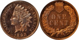 Indian Cent
1898 Indian Cent. Proof-64 RD (PCGS). OGH.
PCGS# 2383. NGC ID: 22AL.
From the Monterrey Collection.
Estimate: $400