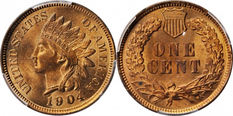 Indian Cent
1904 Indian Cent. MS-65 RD (PCGS).
PCGS# 2219. NGC ID: 228Z.
Esti...