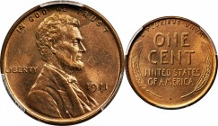 Lincoln Cent
1911-S Lincoln Cent. MS-64 RD (PCGS).
PCGS# 2449. NGC ID: 22B9.
Estimate: $500
