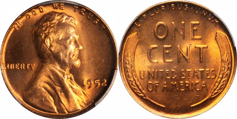 Lincoln Cent
1952 Lincoln Cent. MS-67 RD (PCGS).
PCGS# 2797. NGC ID: 22F6.
Es...