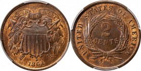 Two-Cent Piece
1864 Two-Cent Piece. Large Motto. MS-66 BN (PCGS). CAC.
PCGS# 3576. NGC ID: 22N9.
Estimate: $800