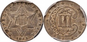 Silver Three-Cent Piece
1855 Silver Three-Cent Piece. AU-53 (PCGS).
PCGS# 3671. NGC ID: 22Z4.
Estimate: $375