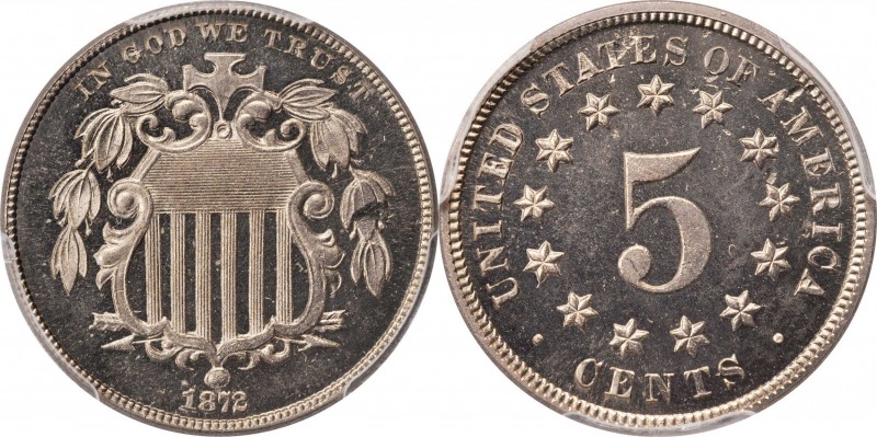 Shield Nickel
1872 Shield Nickel. Proof-65 Cameo (PCGS).
PCGS# 83826. NGC ID: ...