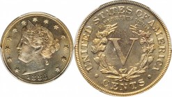 Liberty Head Nickel
1883 Liberty Head Nickel. With CENTS. Proof-64 Cameo (PCGS).
PCGS# 83881. NGC ID: 277S.
Estimate: $250