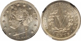 Liberty Head Nickel
1890 Liberty Head Nickel. Proof-64+ (NGC).
PCGS# 3888. NGC ID: 277Y.
Estimate: $250