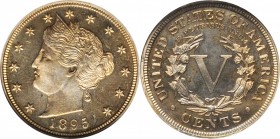 Liberty Head Nickel
1895 Liberty Head Nickel. Proof-64 Cameo (NGC).
PCGS# 83893. NGC ID: 2785.
Estimate: $300