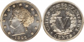 Liberty Head Nickel
1897 Liberty Head Nickel. Proof-66 (PCGS).
PCGS# 3895. NGC ID: 2787.
Estimate: $500