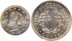 Liberty Head Nickel
1902 Liberty Head Nickel. Proof-66 (PCGS).
PCGS# 3900. NGC ID: 278C.
Estimate: $500