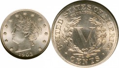 Liberty Head Nickel
1903 Liberty Head Nickel. MS-64 (NGC).
PCGS# 3864. NGC ID: 277E.
Estimate: $100