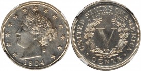 Liberty Head Nickel
1904 Liberty Head Nickel. Proof-64+ (NGC).
PCGS# 3902. NGC ID: 278E.
Estimate: $300