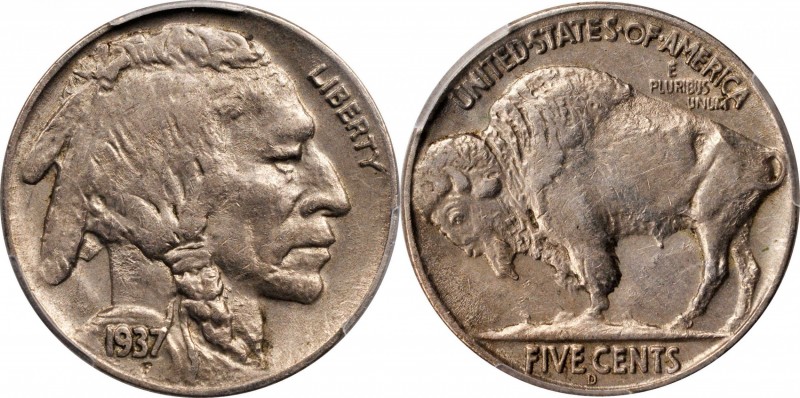 Buffalo Nickel
1937-D Buffalo Nickel. FS-901. 3-Legged. AU-53 (PCGS).
PCGS# 39...