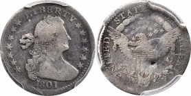 Draped Bust Half Dime
1801 Draped Bust Half Dime. LM-2. Rarity-4. VG Details--Damage (PCGS).
PCGS# 4267. NGC ID: 2327.
Estimate: $750