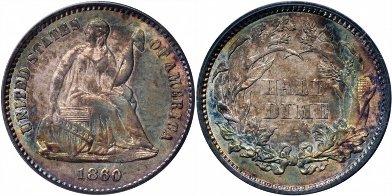 Liberty Seated Half Dime
1860 Liberty Seated Half Dime. MS-63 (PCGS).
PCGS# 43...