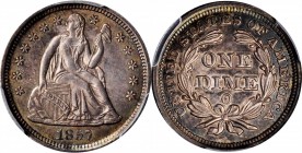 Liberty Seated Dime
1857-O Liberty Seated Dime. Large O. AU-58 (PCGS).
PCGS# 4615. NGC ID: 238Y.
Estimate: $250