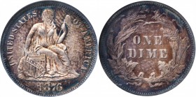 Liberty Seated Dime
1876 Liberty Seated Dime. Type II Reverse. MS-63 (NGC). OH.
PCGS# 4679. NGC ID: 23AH.
Estimate: $200
