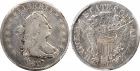Draped Bust Quarter
1807 Draped Bust Quarter. B-1. Rarity-2. VG Details--Damage (PCGS).
PCGS# 5316. NGC ID: 23RF.
Estimate: $300