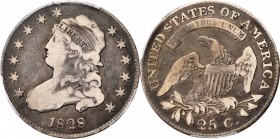 Capped Bust Quarter
1828 Capped Bust Quarter. B-1. Rarity-1. Fine-12 (PCGS).
PCGS# 5342. NGC ID: 23RV.
Estimate: $150