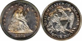 Liberty Seated Quarter
1871 Liberty Seated Quarter. Proof-63 (PCGS). CAC. OGH.
PCGS# 5570. NGC ID: 23X4.
Estimate: $750