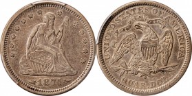 Liberty Seated Quarter
1874-S Liberty Seated Quarter. Arrows. Briggs 3-A. EF Details--Cleaned (PCGS).
PCGS# 5495. NGC ID: 23VY.
Estimate: $100