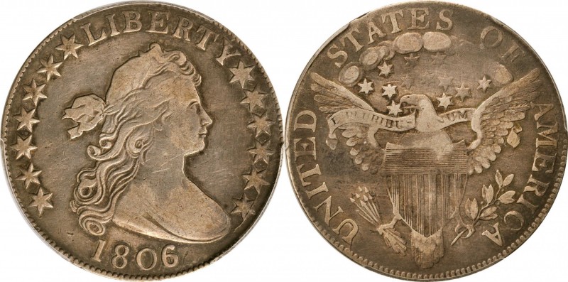 Draped Bust Half Dollar
1806/5 Draped Bust Half Dollar. O-104, T-1. Rarity-4. L...
