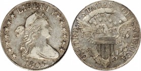 Draped Bust Half Dollar
1806 Draped Bust Half Dollar. O-106, T-4. Rarity-4. Knobbed 6, Small Stars. VF-25 (PCGS).
PCGS# 6075.
From the Naples Bay C...