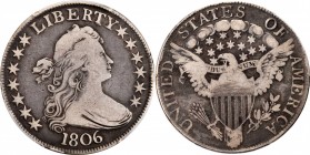 Draped Bust Half Dollar
1806 Draped Bust Half Dollar. O-114, T-16. Rarity-5. Pointed 6, Stem Through Claw. VG-10 (PCGS).
PCGS# 6071. NGC ID: 24EJ.
...