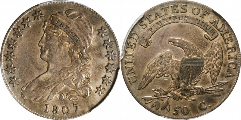 Capped Bust Half Dollar
1807 Capped Bust Half Dollar. O-112. Rarity-1. Large St...