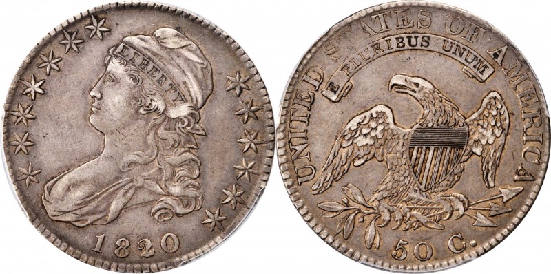 Capped Bust Half Dollar
1820/19 Capped Bust Half Dollar. O-101. Rarity-2. Squar...