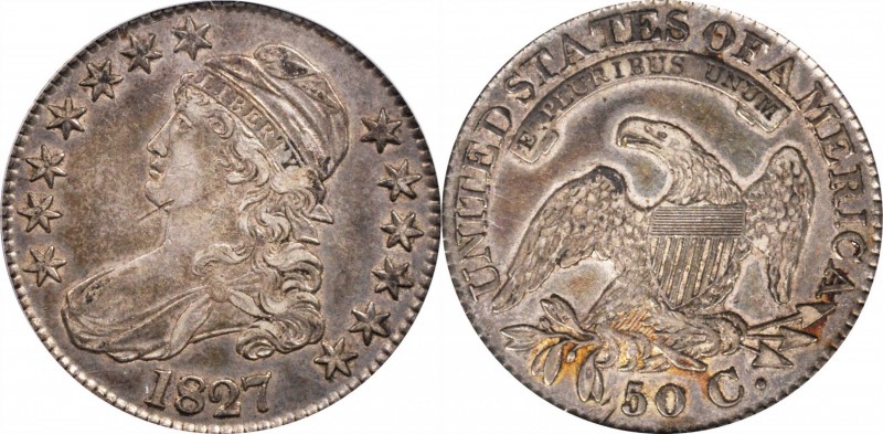 Capped Bust Half Dollar
1827 Capped Bust Half Dollar. O-104. Rarity-1. Square B...