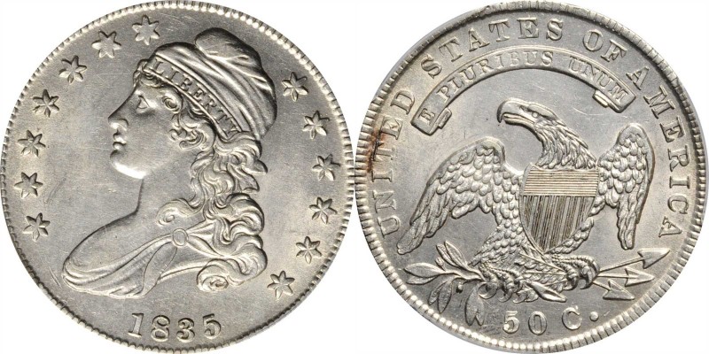 Capped Bust Half Dollar
1835 Capped Bust Half Dollar. O-105. Rarity-1. AU Detai...