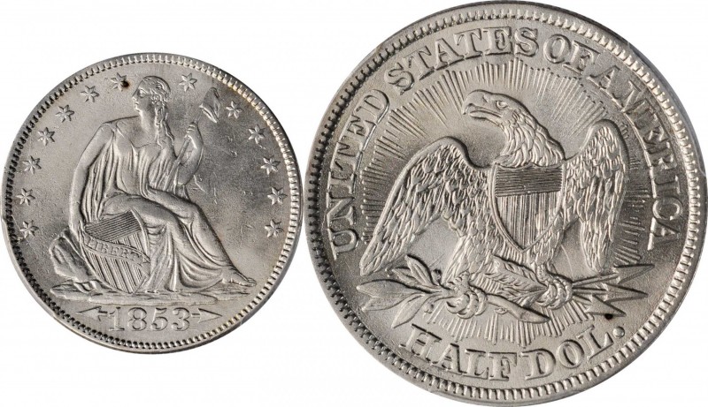 Liberty Seated Half Dollar
1853 Liberty Seated Half Dollar. Arrows and Rays. WB...