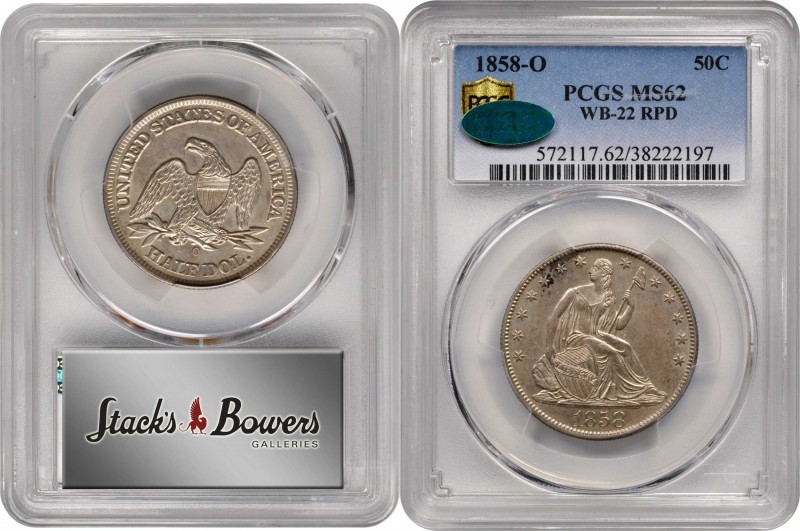 Liberty Seated Half Dollar
1858-O Liberty Seated Half Dollar. WB-22. Rarity-3. ...