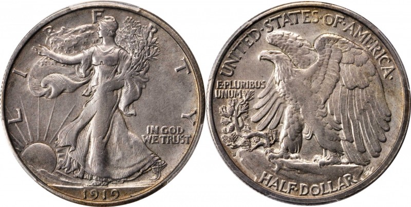 Walking Liberty Half Dollar
1919-S Walking Liberty Half Dollar. EF Details--Cle...