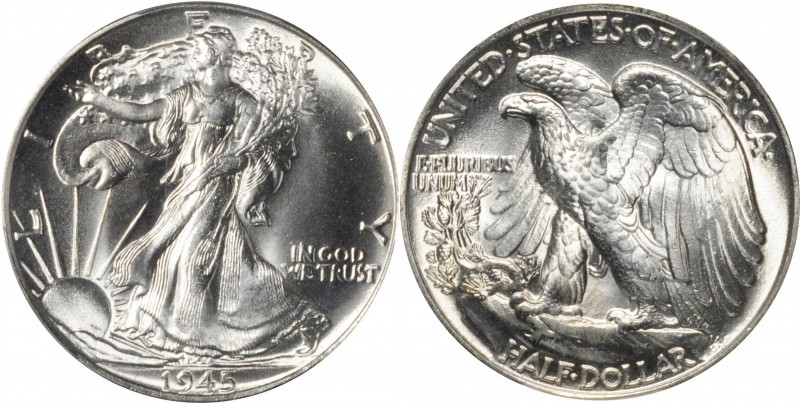 Walking Liberty Half Dollar
1945 Walking Liberty Half Dollar. MS-67 (PCGS). CAC...