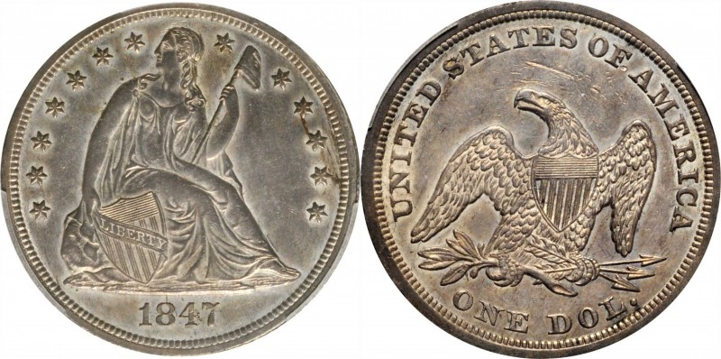 Liberty Seated Silver Dollar
1847 Liberty Seated Silver Dollar. OC-1. Rarity-1....