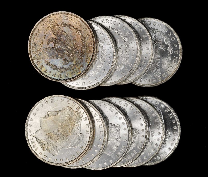 Morgan Silver Dollar
Lot of (11) 1885 Morgan Silver Dollars. Average MS-60 to M...