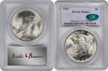 Peace Silver Dollar
1923 Peace Silver Dollar. MS-66+ (PCGS). CAC.
PCGS# 7360. NGC ID: 257F.
Estimate: $550