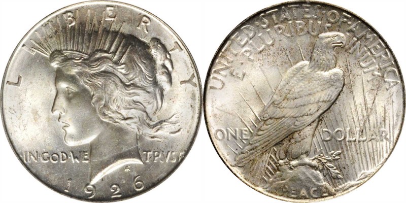 Peace Silver Dollar
1926-D Peace Silver Dollar. MS-65+ (PCGS).
PCGS# 7368. NGC...