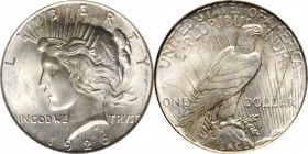 Peace Silver Dollar
1926-D Peace Silver Dollar. MS-65+ (PCGS).
PCGS# 7368. NGC ID: 257P.
From the Abigail Collection.
Estimate: $900
