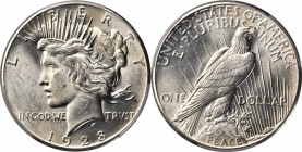 Peace Silver Dollar
1928 Peace Silver Dollar. MS-62 (PCGS).
PCGS# 7373. NGC ID: 257V.
Estimate: $320