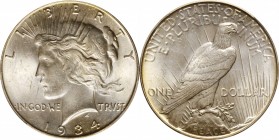 Peace Silver Dollar
1934 Peace Silver Dollar. MS-64 (PCGS).
PCGS# 7375. NGC ID: 257X.
From the Abigail Collection.
Estimate: $200