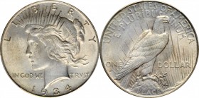 Peace Silver Dollar
1934-D Peace Silver Dollar. Unc Details--Cleaned (PCGS).
PCGS# 7376. NGC ID: 257Y.
From the Abigail Collection.
Estimate: $100