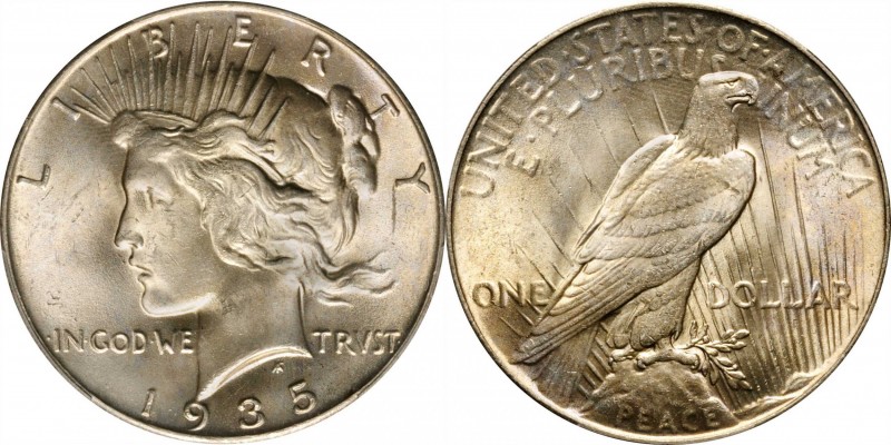 Peace Silver Dollar
1935 Peace Silver Dollar. MS-64 (PCGS).
PCGS# 7378. NGC ID...