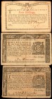 Colonial Notes
Lot of (3) NY-183 & NY-187. New York. 1776. 4 Shillings & $1/4. Very Fine to About Uncirculated.
Three New York Colonials are found i...